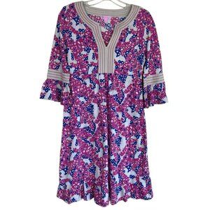Lilly Pulitzer Twyla Dress Floral Print Silk Cotton Blend Ruffles Rare Flaws M